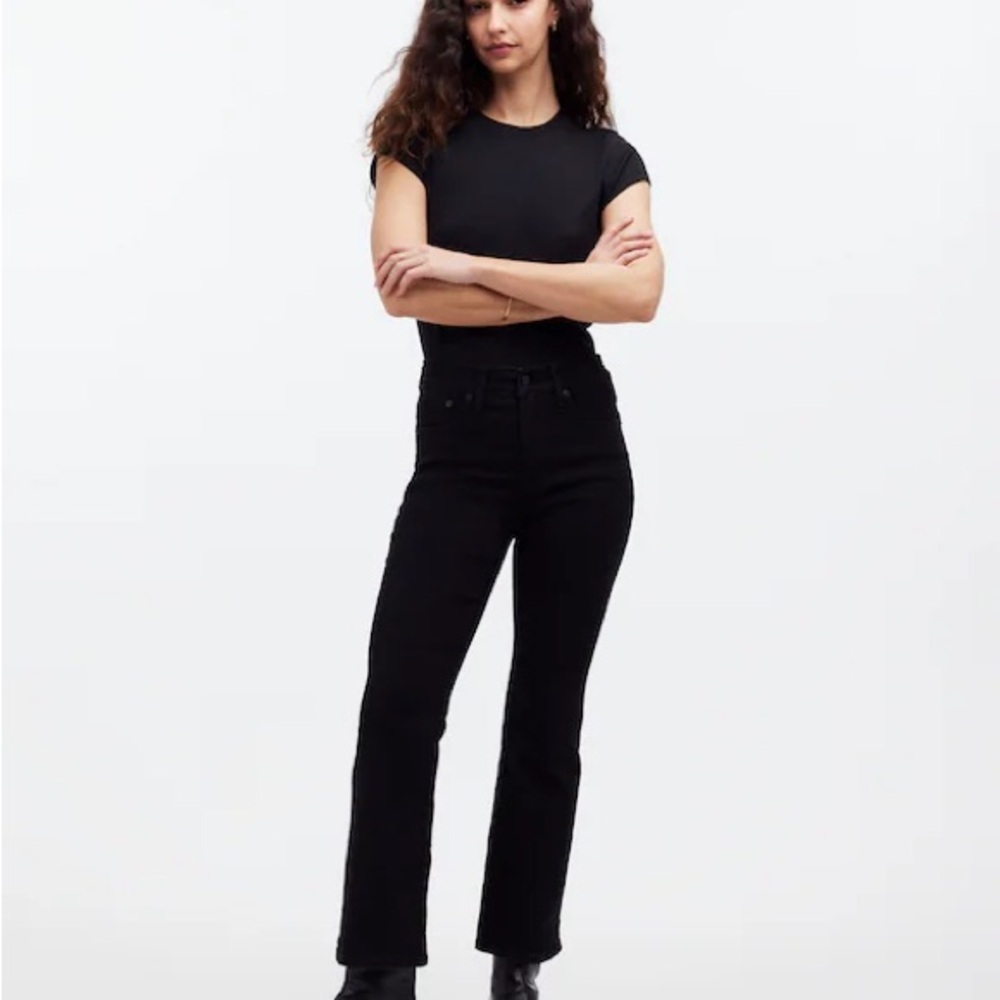 NWT Madewell Mid-Rise Kick Out Ankle Length Black Women’s Jeans - Picture 2 of 9
